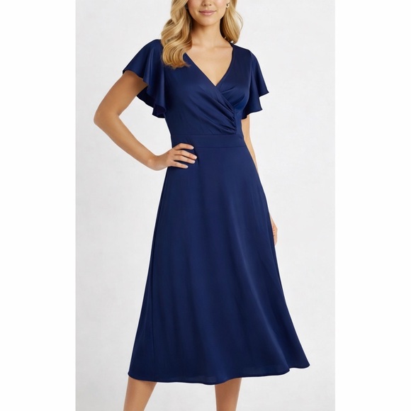 Amazon Dresses & Skirts - 🍓$5 Pick!🍓 Elegant Flutter Sleeve V-Neck Midi Dress